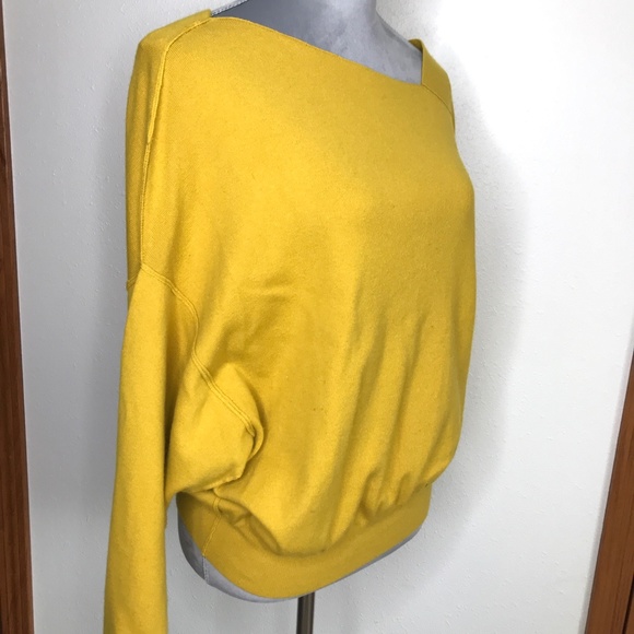 Free People Cashmere Sweater Size Small Mustard Yellow Draped Oversized Soft S - Picture 9 of 13